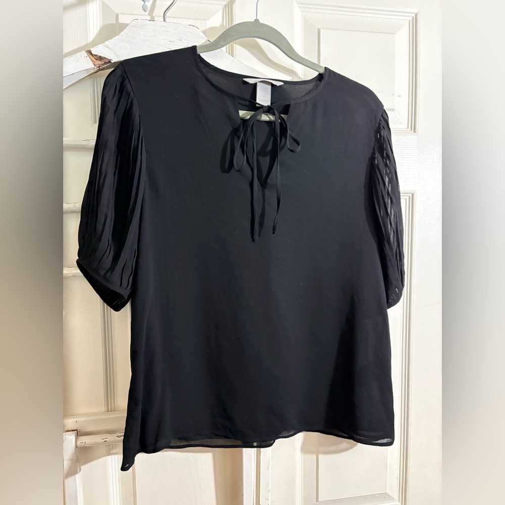 H&M Black Tie-Neck Blouse